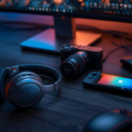 A professional collection of 2026 tech including the Sony WH-1000XM6, a Sony Alpha camera, and a Nintendo Switch.