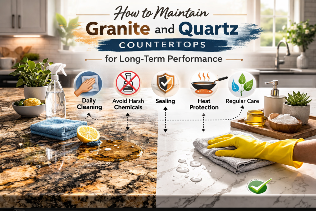 How to Maintain Granite and Quartz Countertops for Long-Term Performance