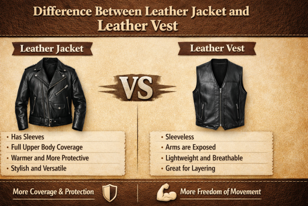 Difference Between Leather Jacket and Leather Vest