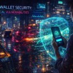 Man with smartphone showing "Payment Complete" in rainy city. Neon shield and transaction device with "$75.00" display, text on top.