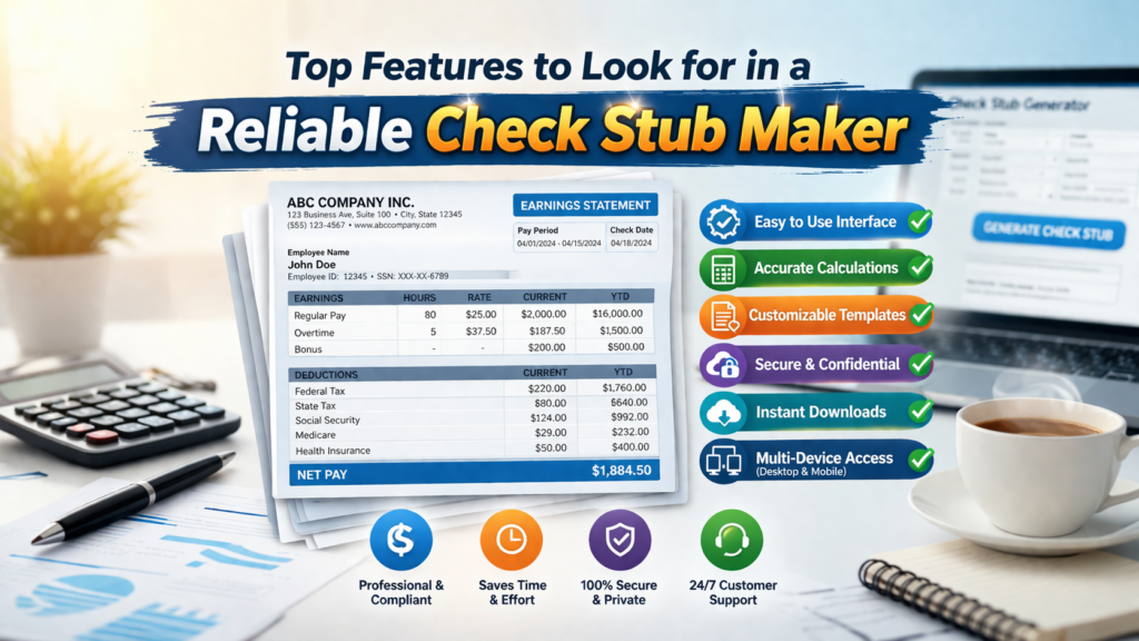 Top Features to Look for in a Reliable Check Stub Maker